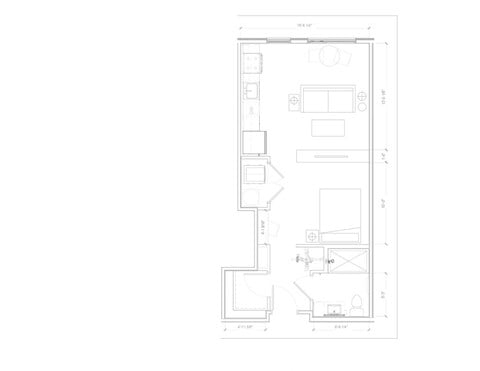 Floor plan for studio, 1 bath, 514 sqft